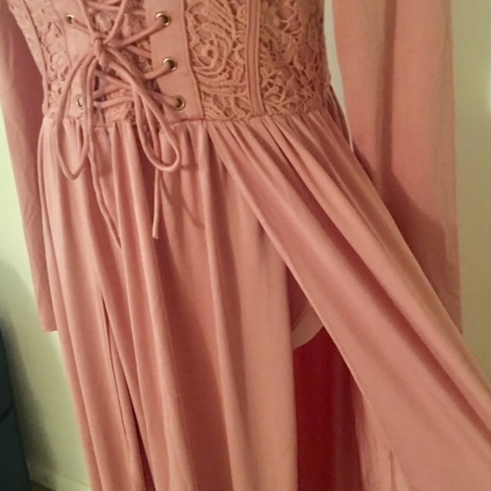 Plunging Vneck double slit maxi dress